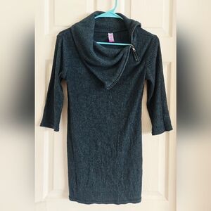 No Boundaries Dark Green Cowl Neck Sweater Dress